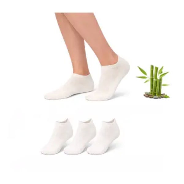 3 paria - Bambusukat - Unisex-lyhyet sukat Valkoinen
